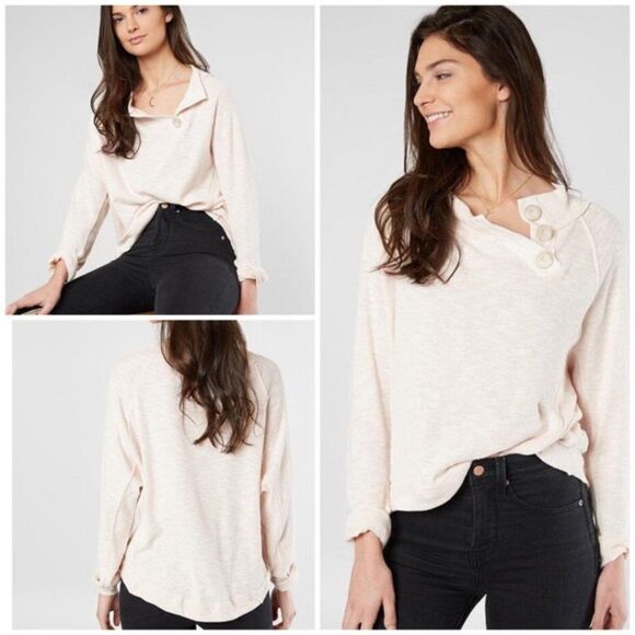 Free People Don't Forget Me Button-Detail  Long Sleeve Top size Small - Picture 2 of 13